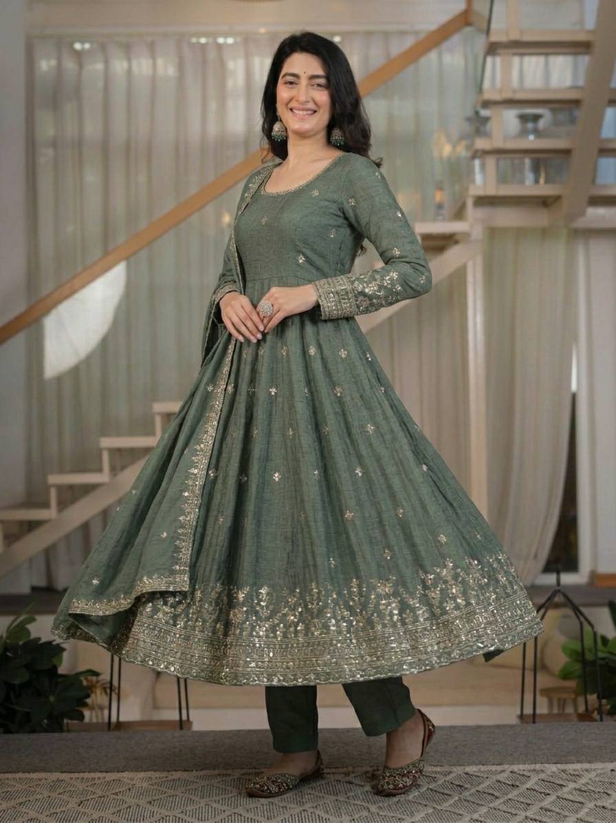 Deep Olive & Silver Heritage Couture